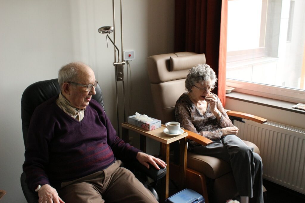 Old couple sitting